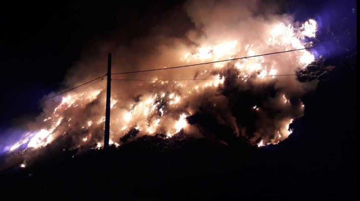 Incendiu violent la groapa de gunoi din Sighișoara