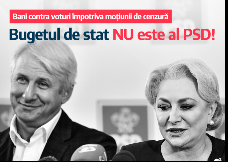 USR acuză PSD că dă bani contra voturi împotriva moțiunii: ”Bugetul de stat nu este al PSD!”