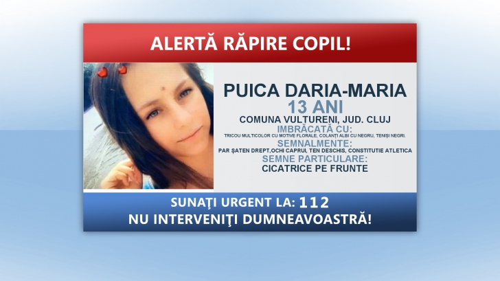 Fata dispărută la Cluj a fost găsită. Copila ar fi fost răpită de un bărbat
