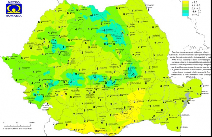 Temperaturi resimțite în România
