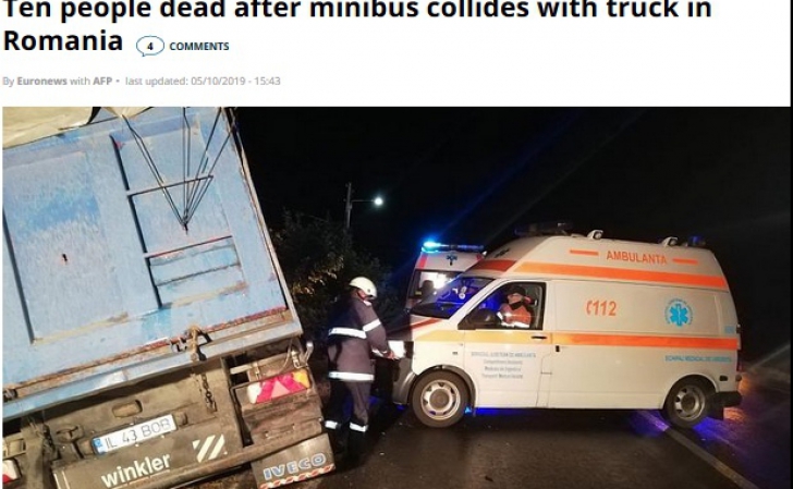 Accident Ialomița pe Euronews