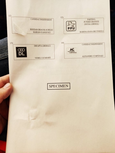 FOTO Cum arată buletinul de vot la alegerile prezidențiale 2019