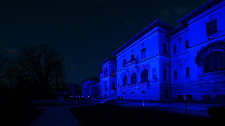 Palatul Cotroceni, iluminat în albastru o zi întreagă. Care este motivul