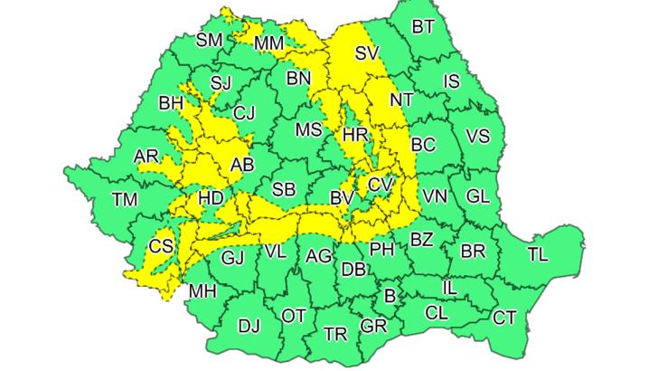 ANM: Cod galben, alerta meteorologica. Ce zone sunt vizate