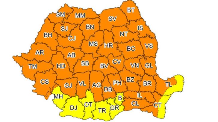 Cod portocaliu de grindină, ploi și fenomene extreme - Când intră în vigoare și ce zone sunt vizate