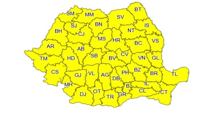 Alertă meteo: este cod GALBEN de furtuni și vijelii - HARTA