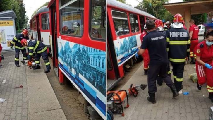 Clipe de groază în Arad: un bărbat a căzut sub tramvai 