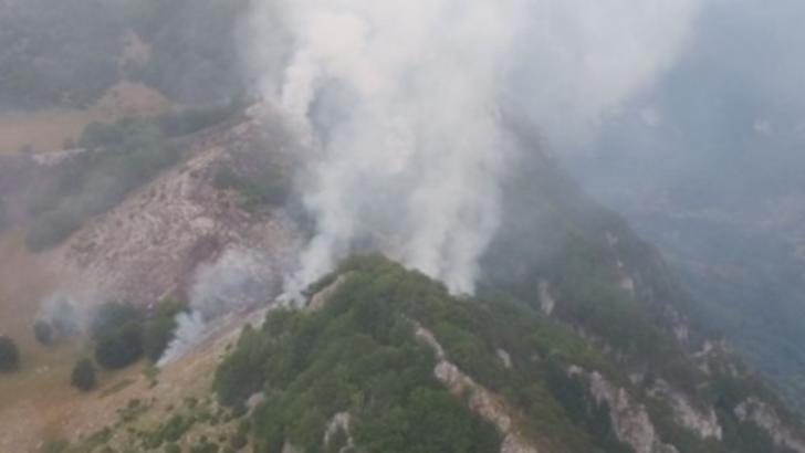 Incendiu de pădure în Parcul Național Domogled, s-a cerut intervenția unui elicopter