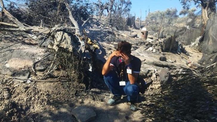 Tabăra Moira din Lesbos după incendiul nimicitor din 9 septembrie 2020