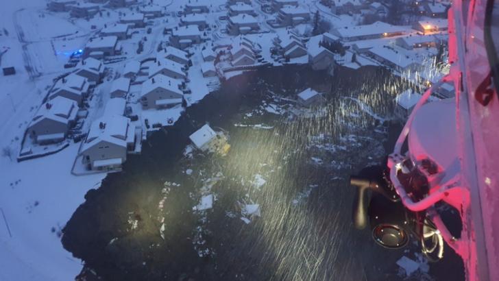 Zeci de dispăruți și răniți în urma unei alunecări masive de teren, în Norvegia. Foto: Twitter Nordic News