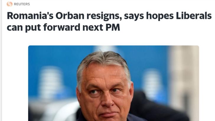 Gafa de proporții a agenției Reuters: A ilustrat știrea despre demisia lui Ludovic Orban cu poza lui Viktor Orban
