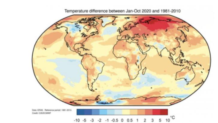 OMM: Anul 2020 ar putea fi cel mai fierbinte an. Cu cât a crescut temperatura medie globală