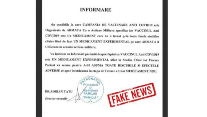 Semnal de alarmă în legătură cu vaccinarea anti-COVID-19: Vaccinarea NU ESTE OBLIGATORIE!