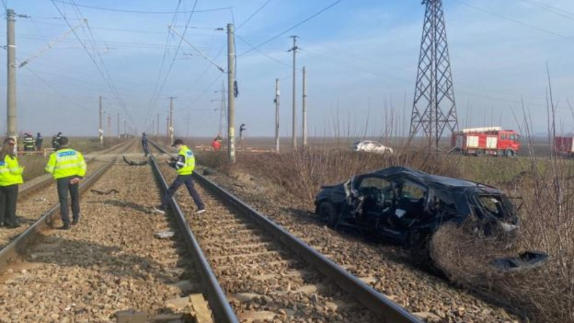Accident rutier la calea ferată Șișcani-Adjud, jud. Vrancea Foto: IPJ Vrancea