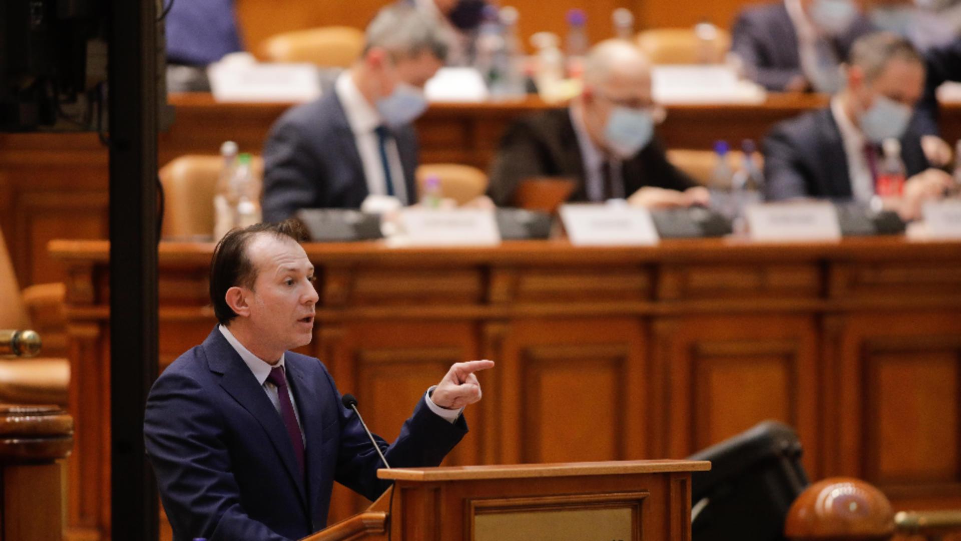 Premierul Florin Cîțu la votul pe Bugetul 2021 în Parlament, 2 martie 2021 Foto: InquamPhotos/George Călin