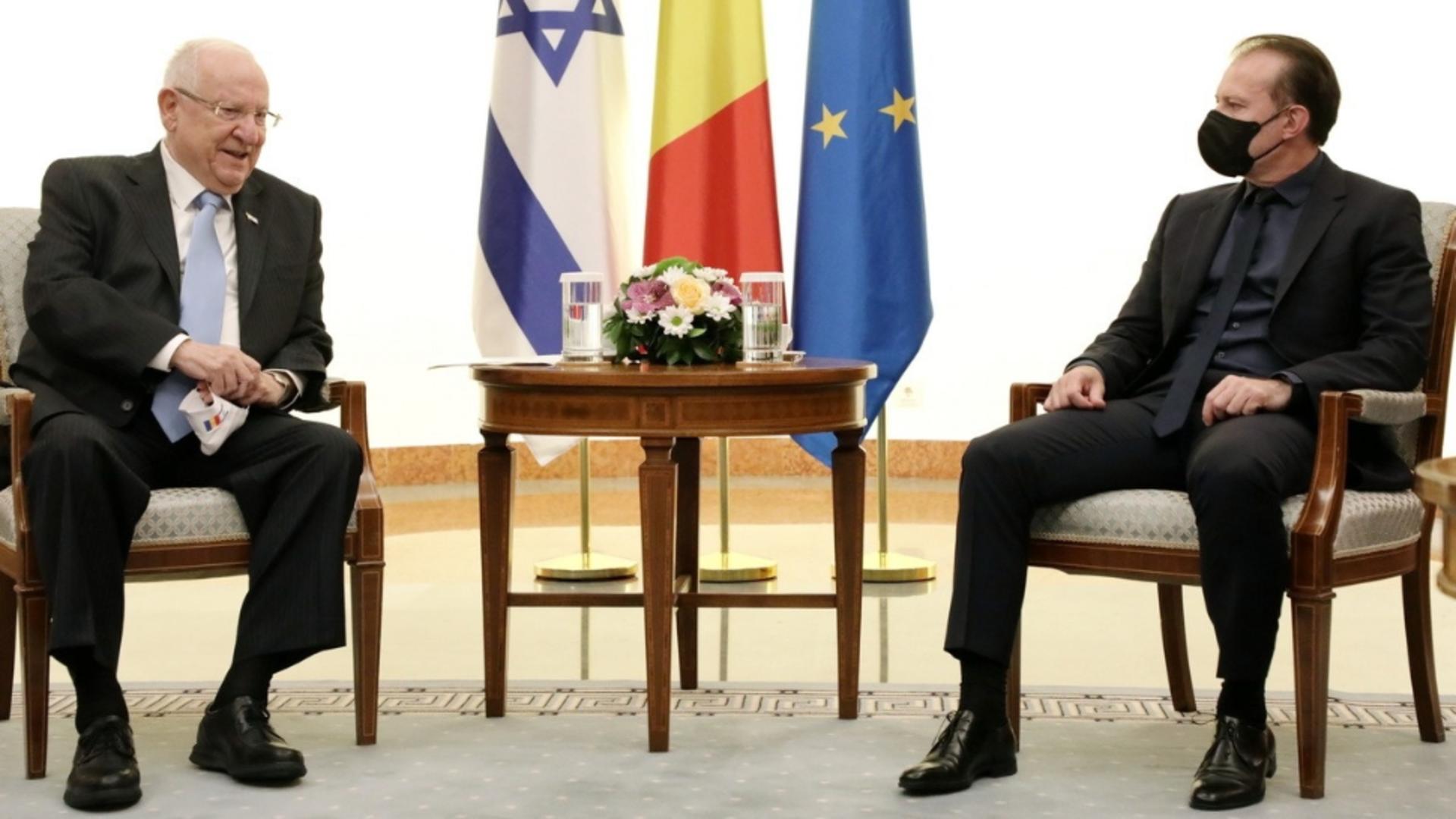 Reuven Rivlin și Florin Cîțu. Foto: captură Facebook Florin Cîțu