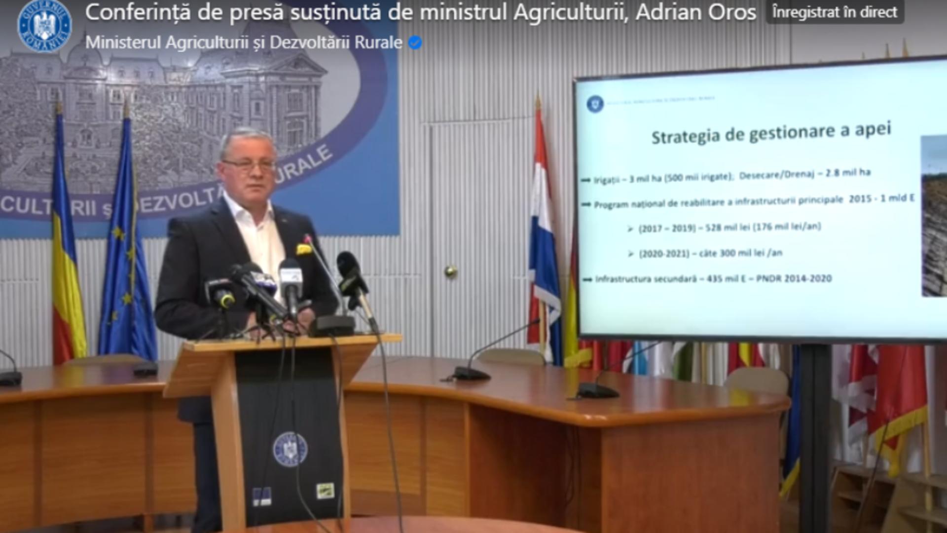 Adrian Oros, ministrul agriculturii / Foto: Captură Facebook