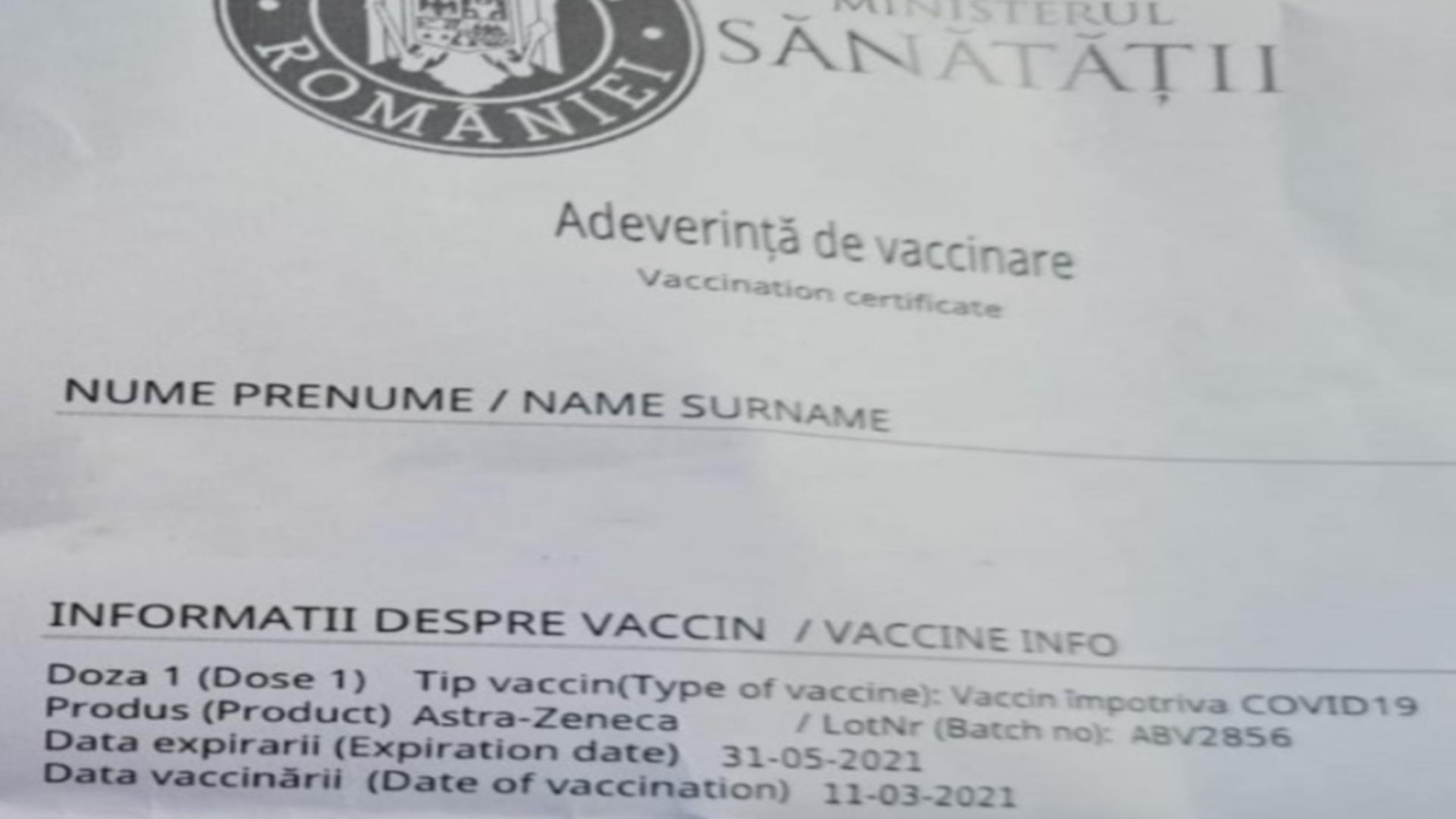 Certificat vaccinare Covid