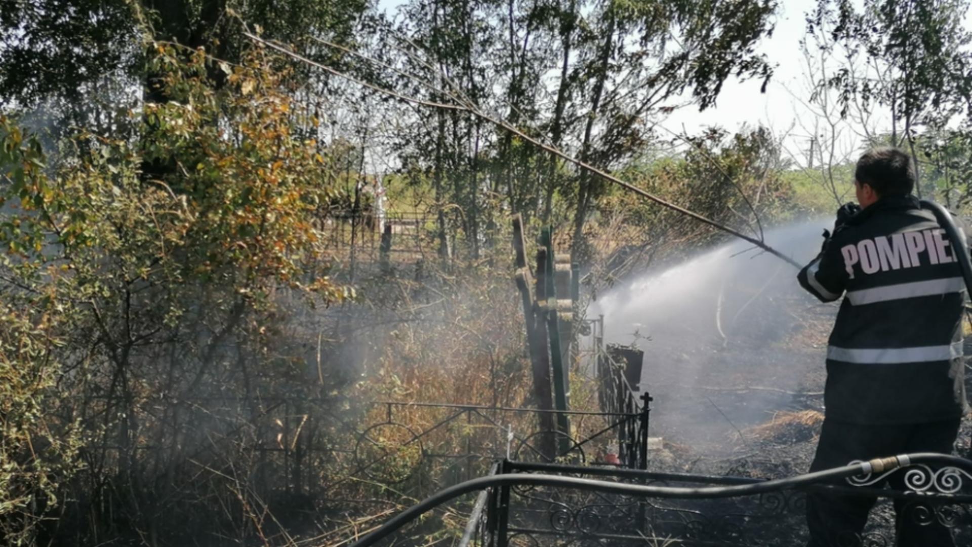 Incendiu în cimitirul de la Vișina