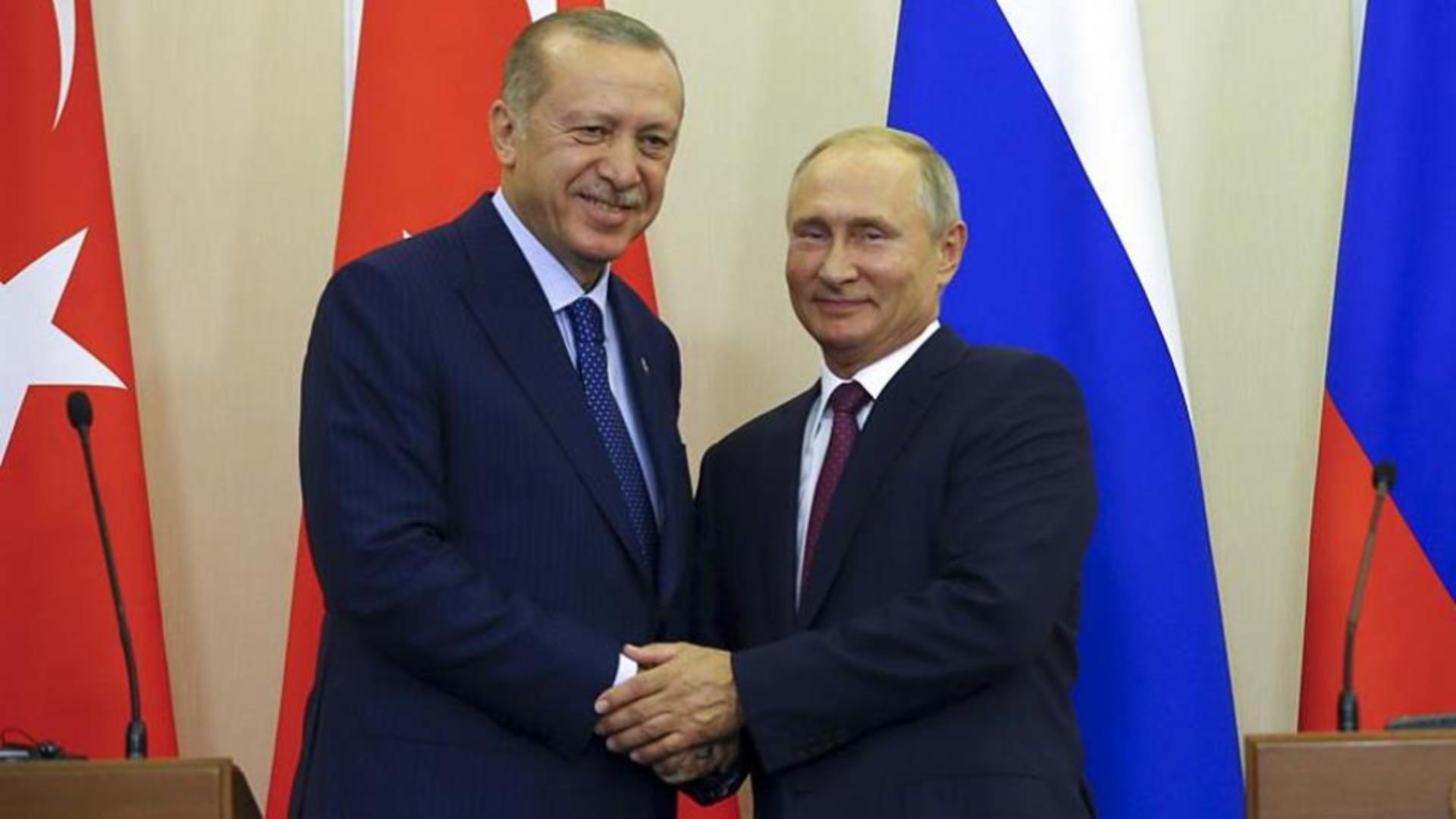 Recep Erdogan și Vladimir Putin 