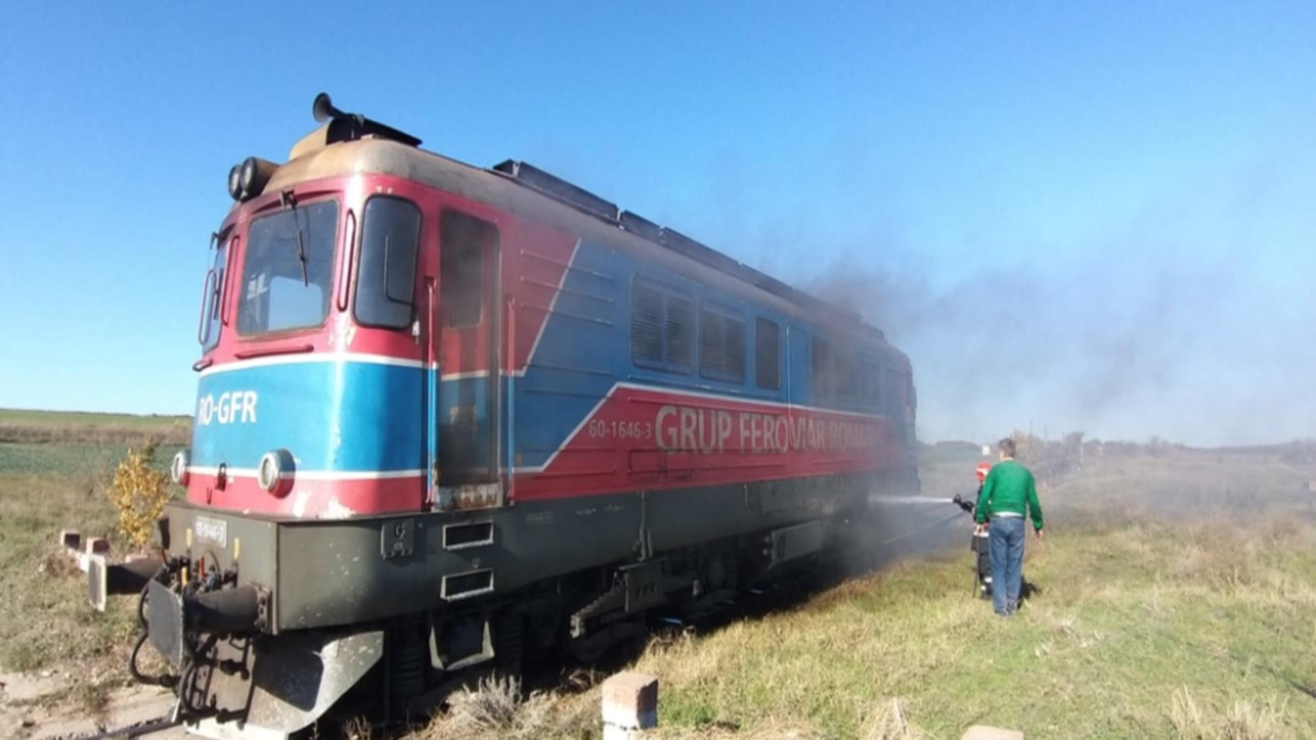 Un tren a luat foc la Cluj