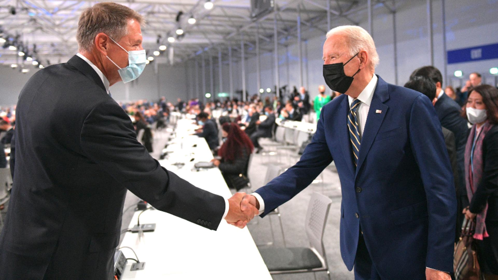 Klaus Iohannis, întâlnire cu Joe Biden, la summitul pentru climă de la Glasgow - COP 26, 1 noiembrie 2021