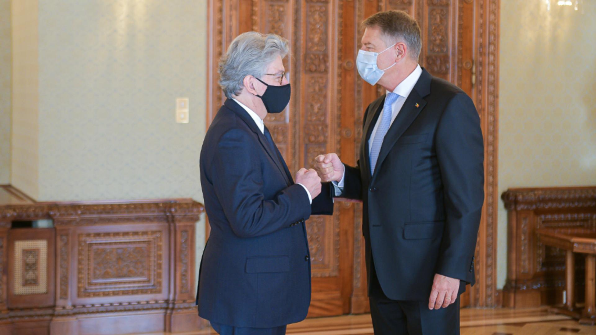 Thierry Breton primit de Klaus Iohannis la Palatul Cotroceni. Foto/Administrația Prezidențială