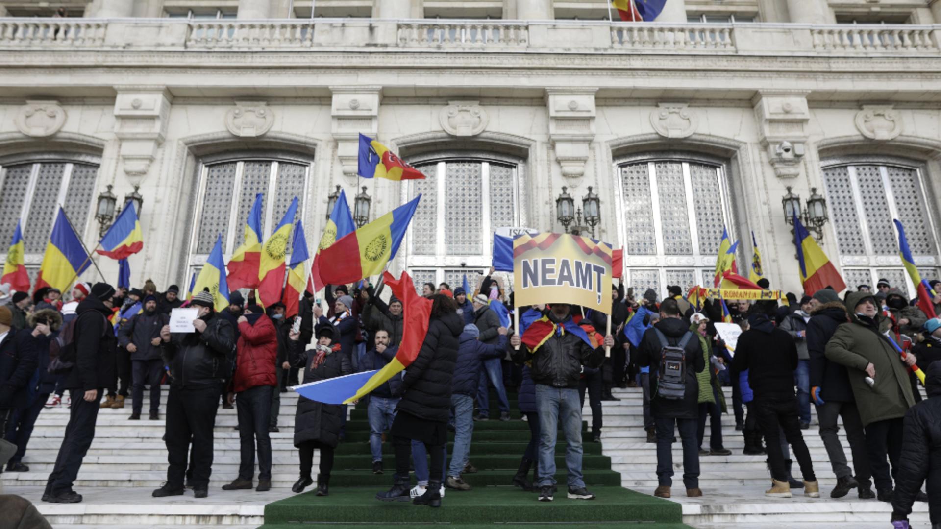 Protestatari pe treptele Parlamentului. Foto/Octav Ganea/Inquam Photos