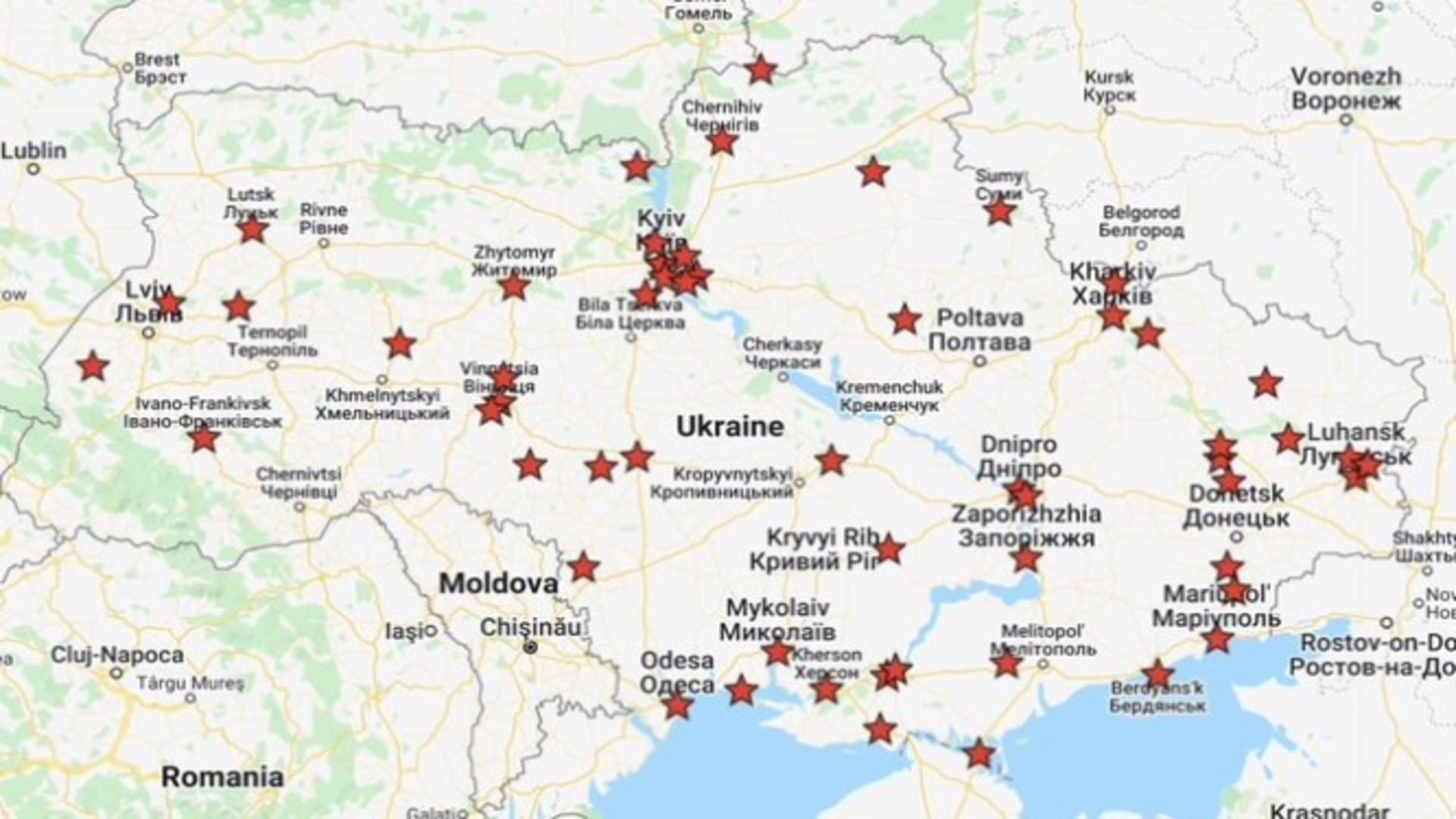 HARTA invaziei - atacuri rusești, raportate în toate colțurile Ucrainei 
