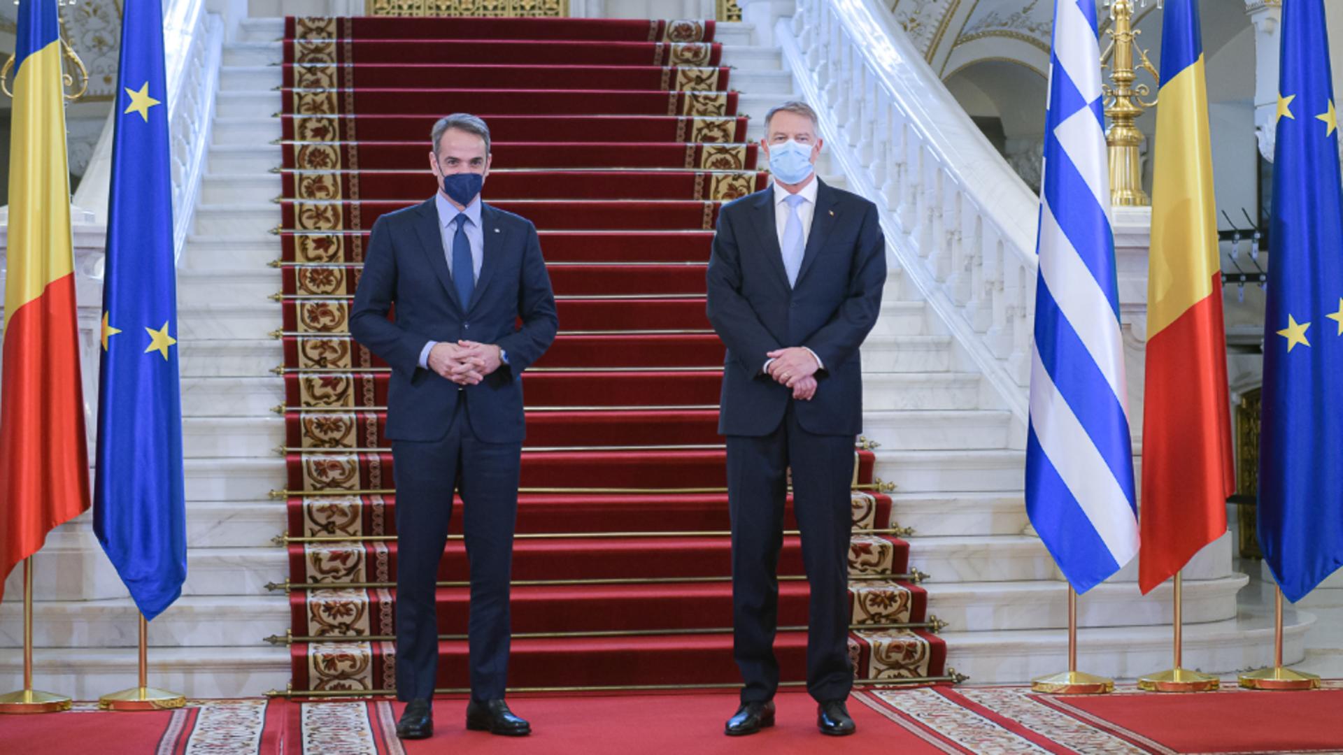 Președintele Klaus Iohannis și premierul Republicii Elene, Kyriakos Mitsotakis / Administrația Prezidențială
