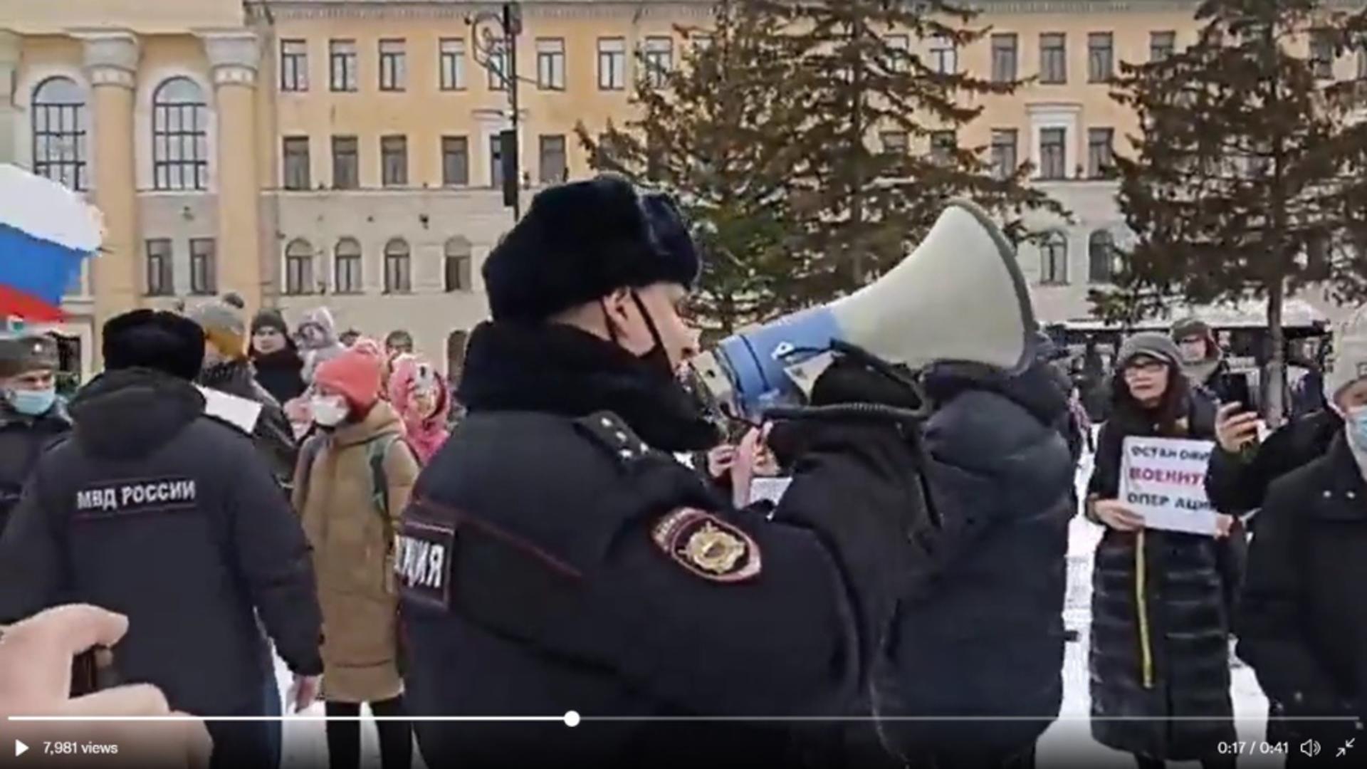 Protest în Tomsk / Sursa foto: Captură video / Twitter