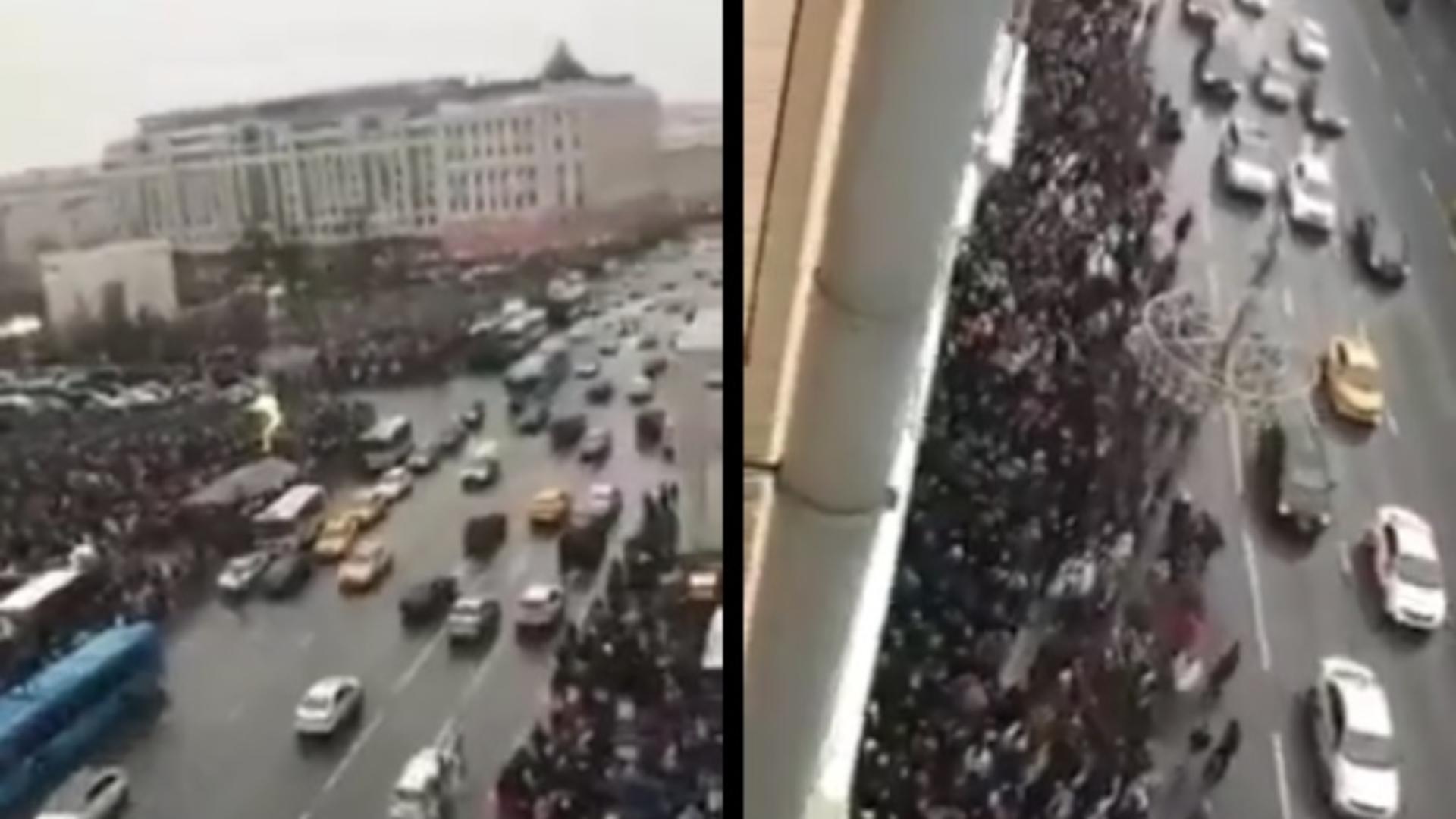 Proteste în Moscova - mii de oameni care se opun invaziei lui Putin au ieșit în stradă
