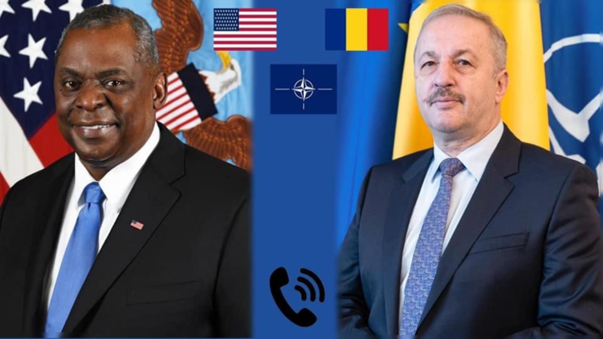Vasile Dâncu și secretarul apărării al Statelor Unite ale Americii, Lloyd J. Austin III (stânga) / Facebook