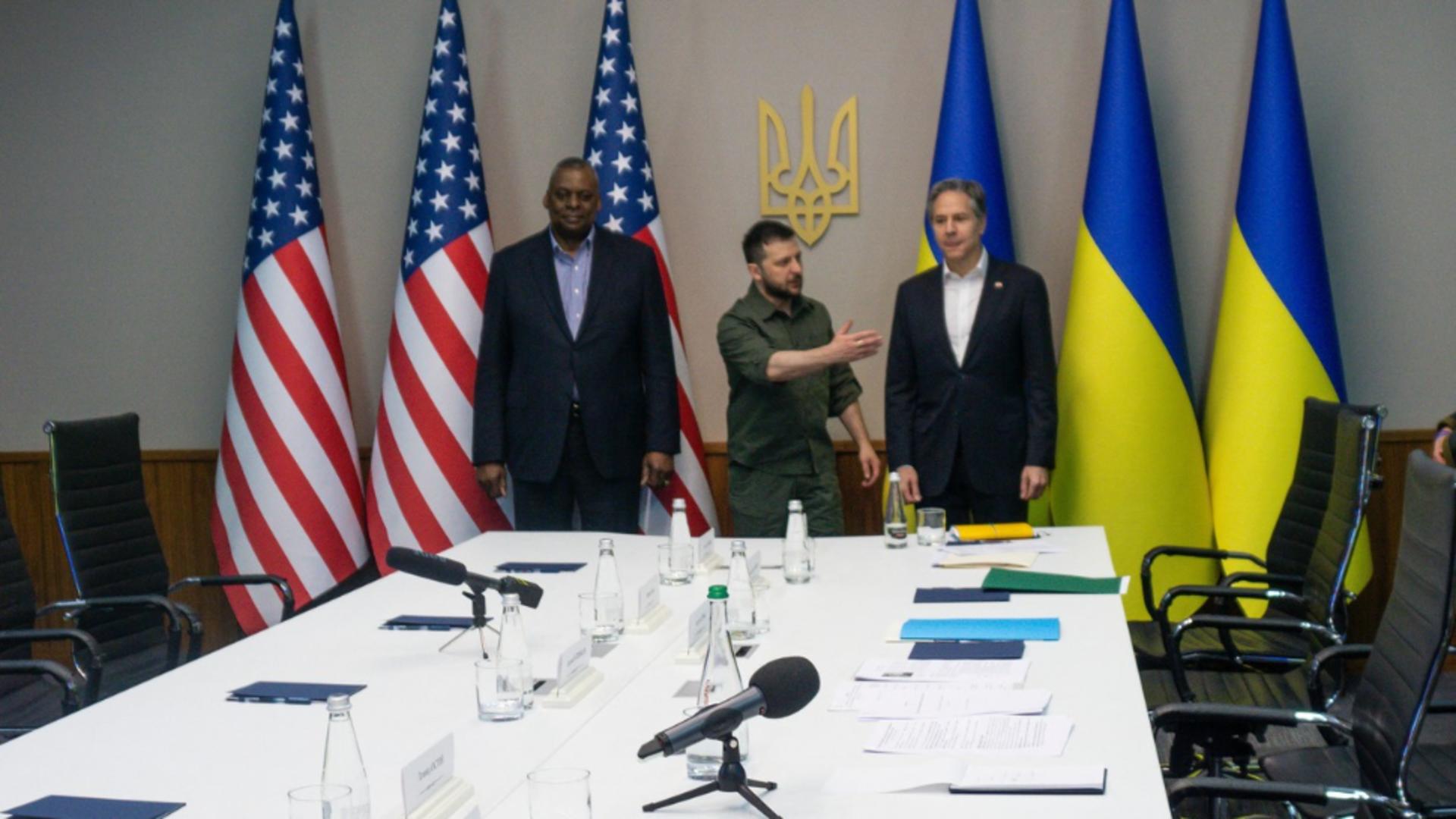 Antony Blinken și Lloyd Austin, întâlnire cu Zelenski, la Kiev Foto: Profi Media