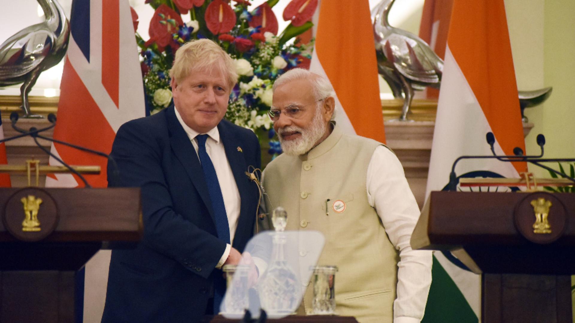 Boris Johnson şi omologul său indian, Narendra Modi / Foto: Profi Media