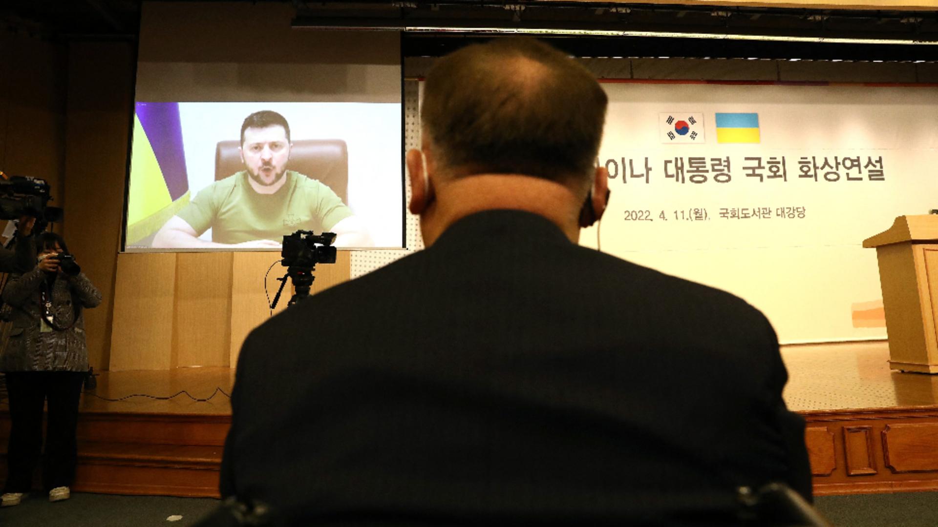 Volodimir Zelenski în Parlamentul sud-coreean / Foto: Profi Media