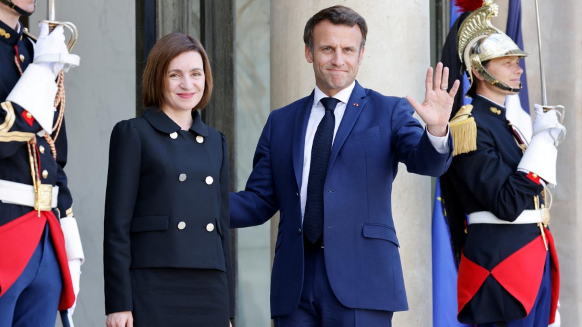 Maia Sandu și Emmanuel Macron la Paris. Foto/Profimedia
