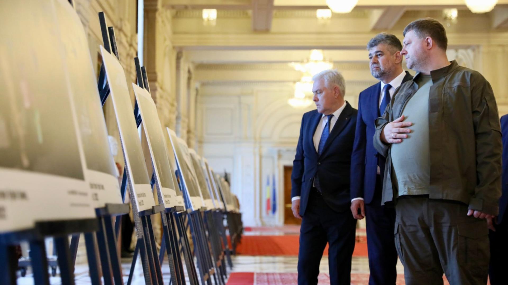 Marcel Ciolacu și Oleksandr Kornienko, prim adjunct al Președintelui Radei Supreme a Ucrainei/ Facebook Ciolacu