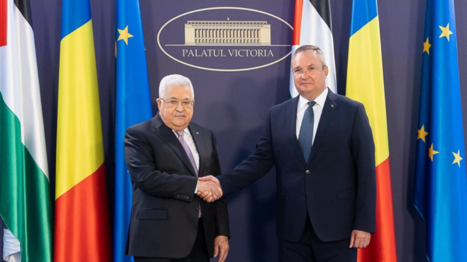 Nicolae Ciucă și președintele Statului Paestina - Mahmoud Abbas, 19 iulie 2022