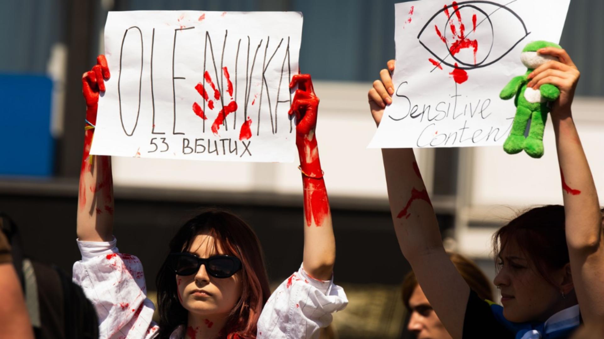 Proteste după bombardarea închisorii Olenivka. Foto/Profimedia