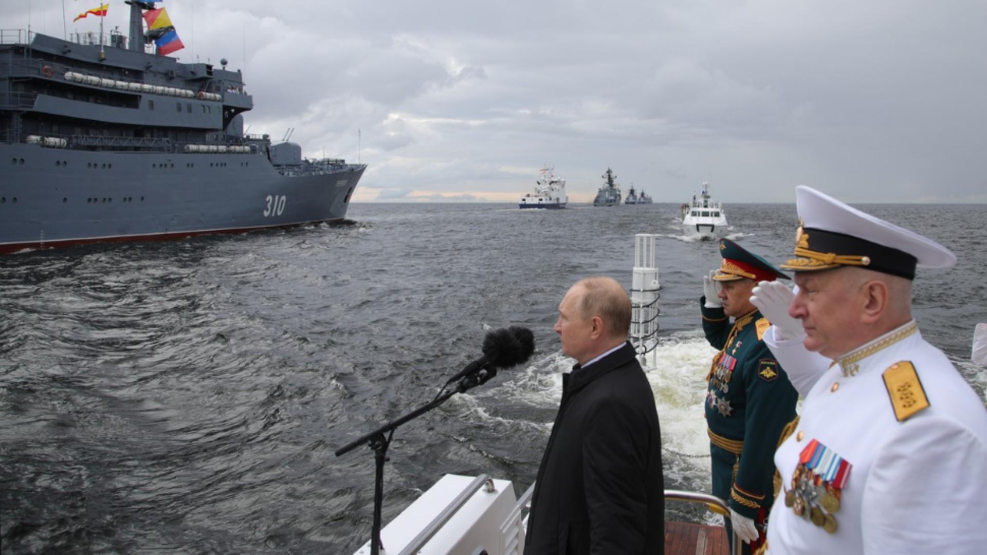 Putin vorbind de Ziua Flotei Militare ruse. Foto/Profimedia