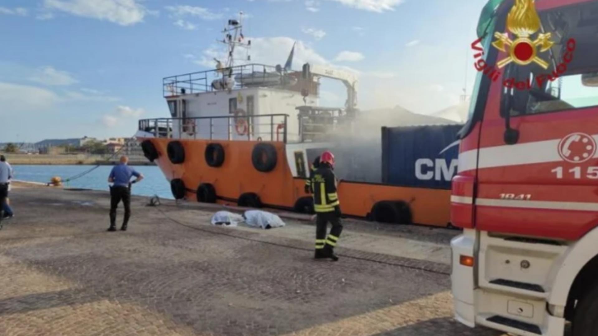 Explozie urmată de incendiu într-un port din Italia