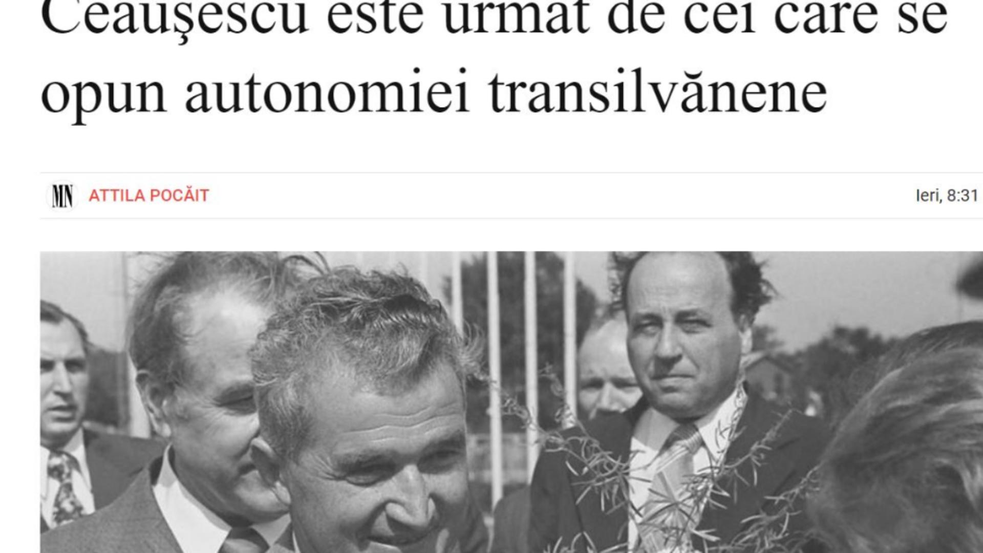 DERAPAJ în presa maghiară: „Cei ce se opun autonomiei transilvănene îl urmează pe Ceauşescu”