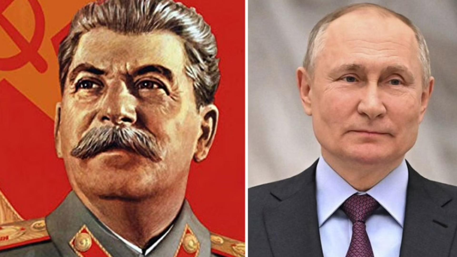 Iosif Stalin (stg) vs. Vladimir Putin (dr)