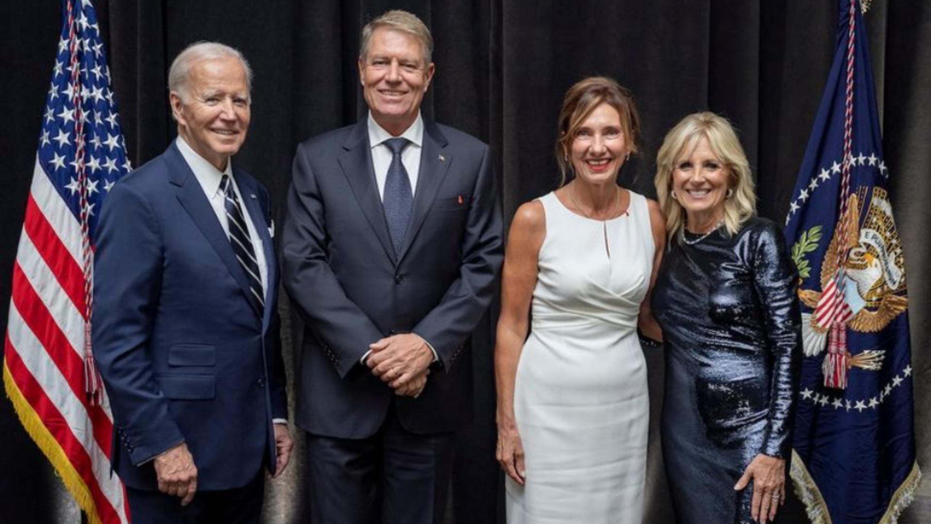 Klaus Iohannis și soția sa, alături de președintele american - Joe Biden și Prima Doamnă a SUA, la New York 