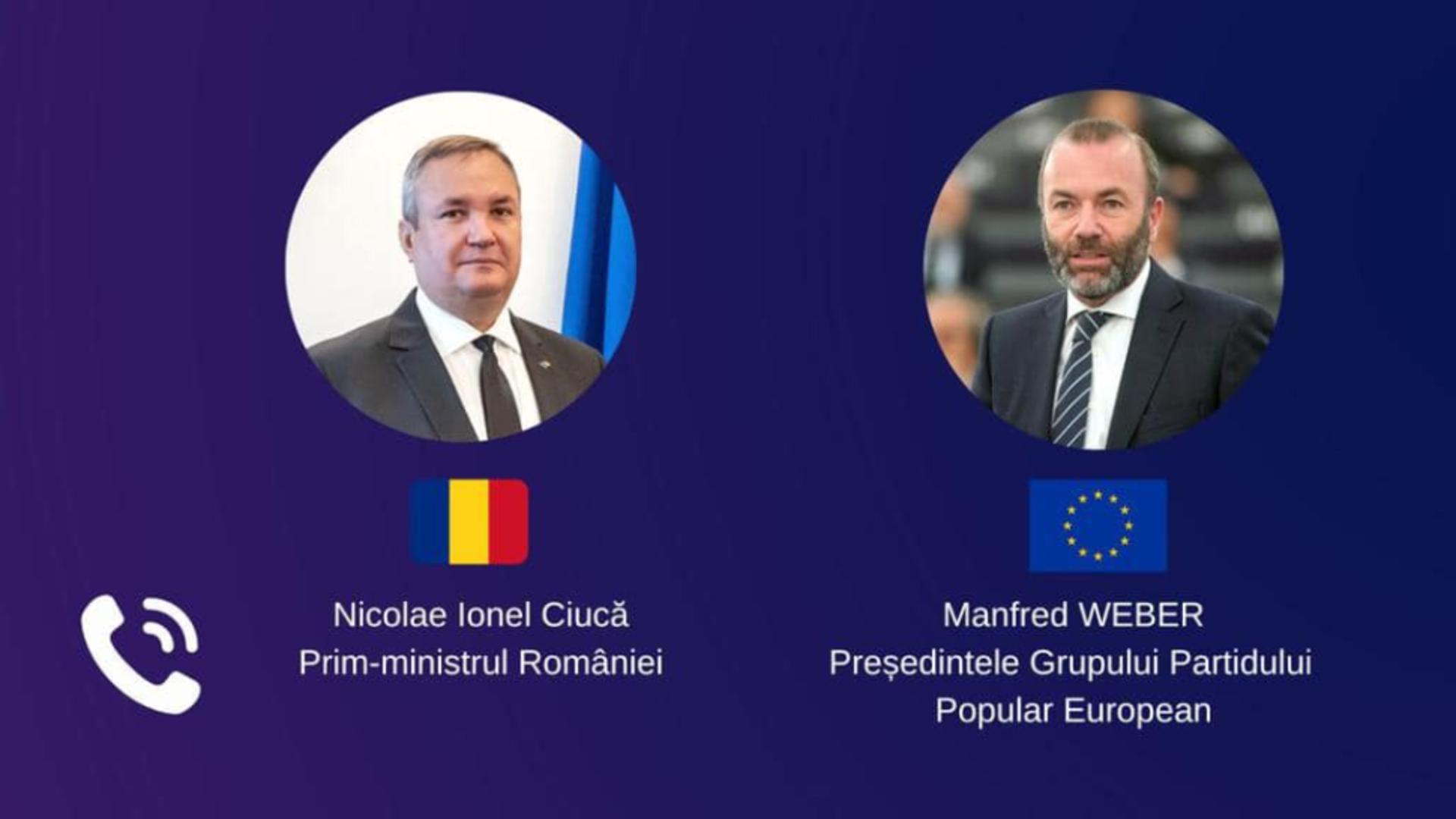 Nicolae Ciucă, discuții cu preşedintele PPE despre încurajarea demersurilor de susţinere a aderării României în Spaţiul Schengen