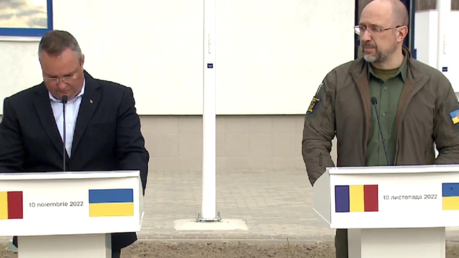 Premierul Nicolae Ciucă și Denys Shmyhal, prim-ministrul Ucrainei/ Captură video