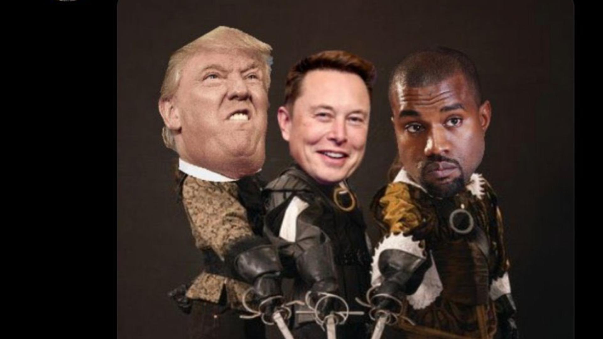 Donald Trump, Elon Musk, Kanye West (twitter)