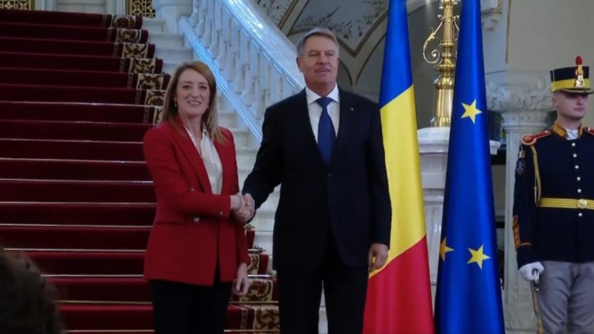 Șefa Parlamentului European, primită de Klaus Iohannis: Românii trebuie să intre în Schengen după 11 ani