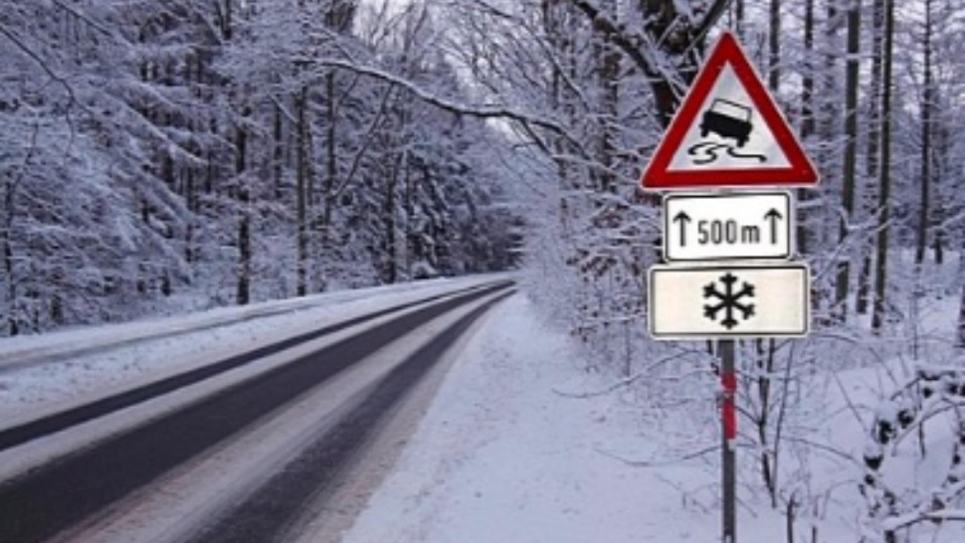 Cod galben de fenomene periculoase - ghețuș și polei, pe șoselele din țară